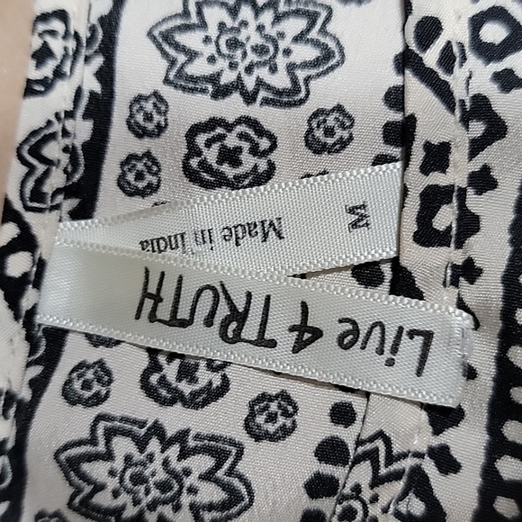 Live 4 Truth Size M Black and Cream Boho Paisley Pattern Blouse with Elephants - Picture 11 of 12